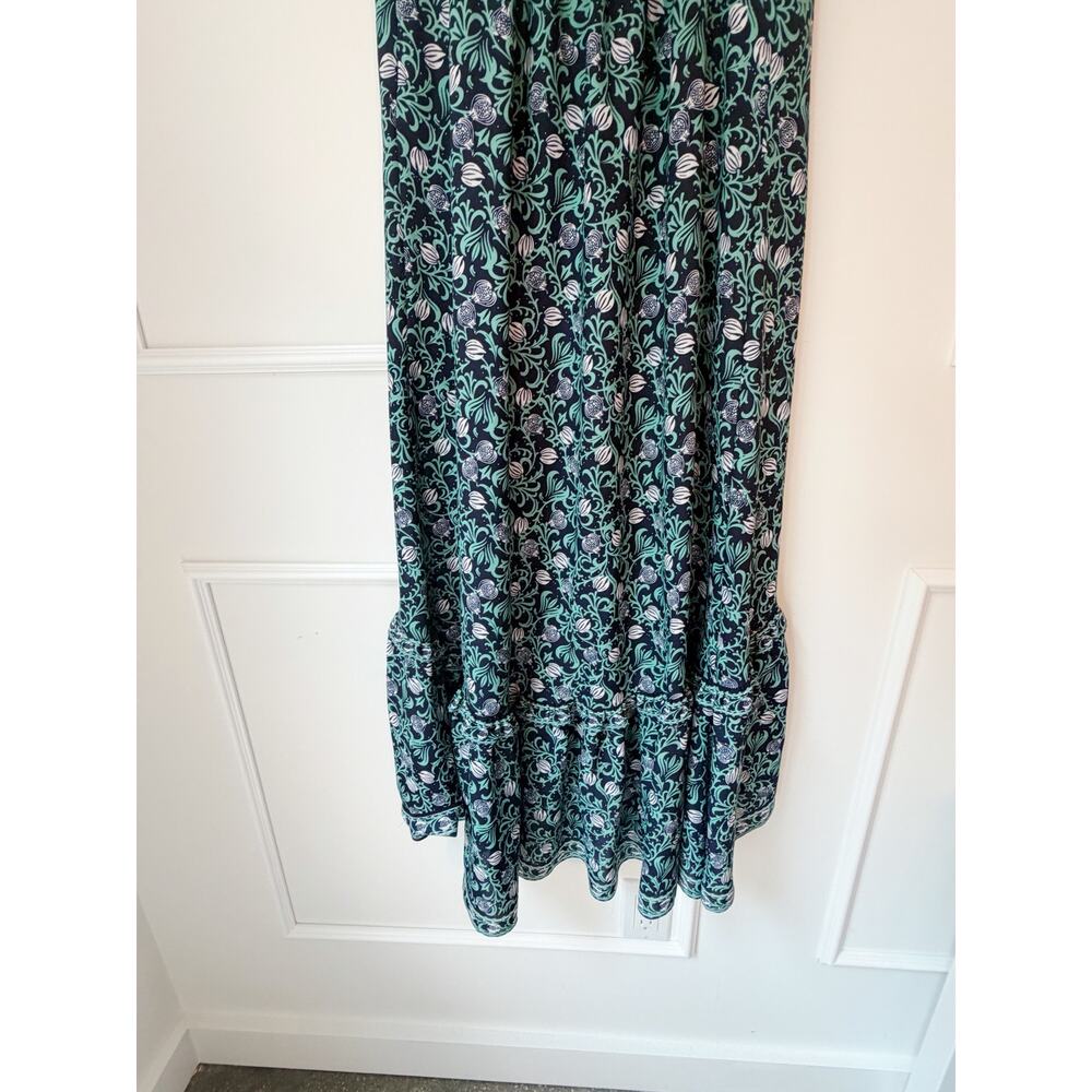 Max Studio Navy and Green Ruffle Midi Dress Floral size XS - Picture 5 of 10